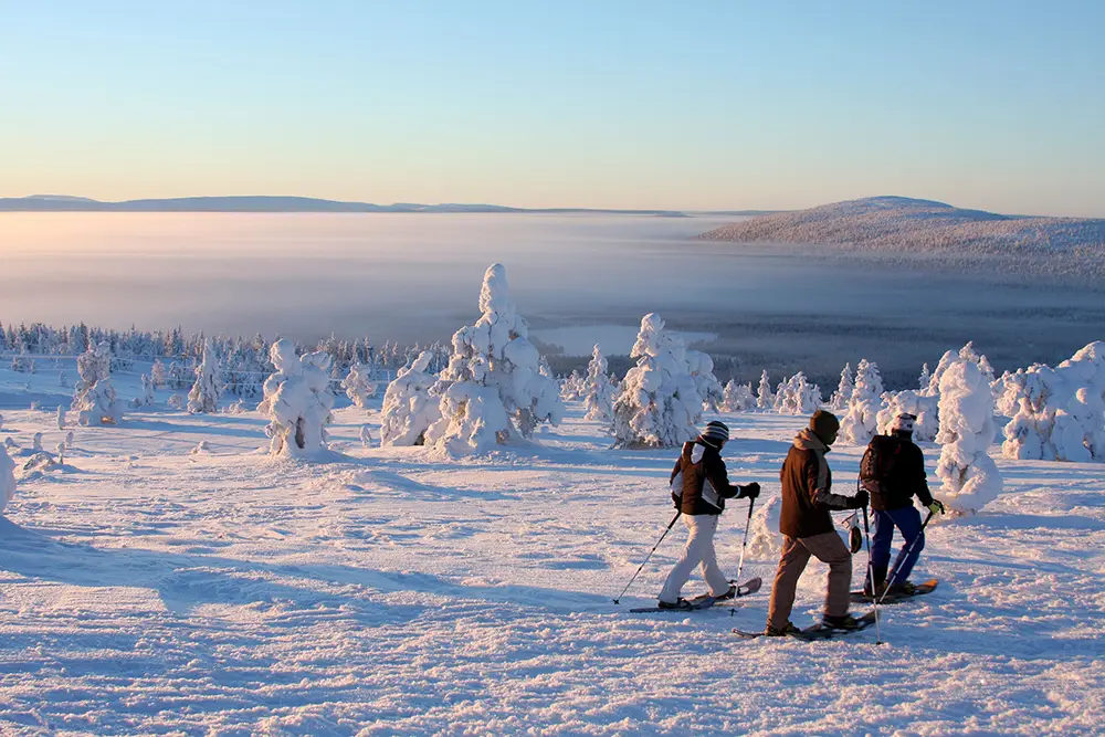 Snowshoe walkers in Levi