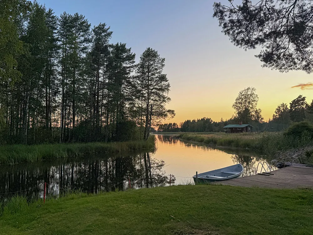 Lake shore at sunset