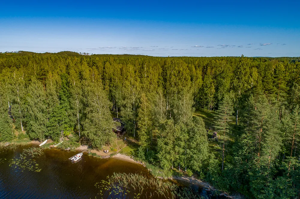 Aerial view of Island Cottage in Saimaa