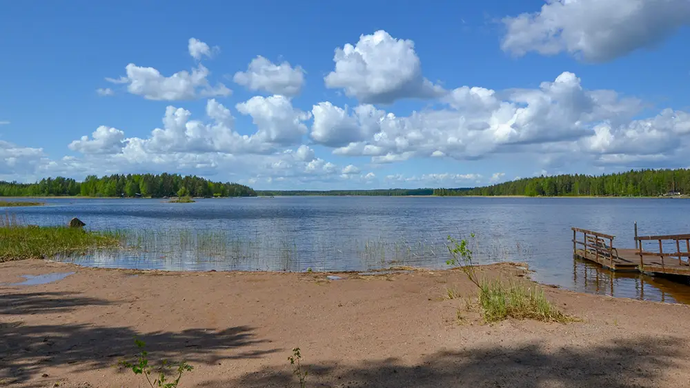 Sandy beach at Saimaa Lakeside cottage