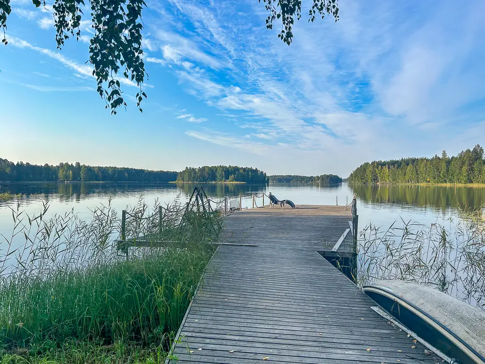 Lake view and pier at Villa Laitniemi